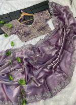 Jimmi Choo Lilac Traditional Wear Cut Work Saree